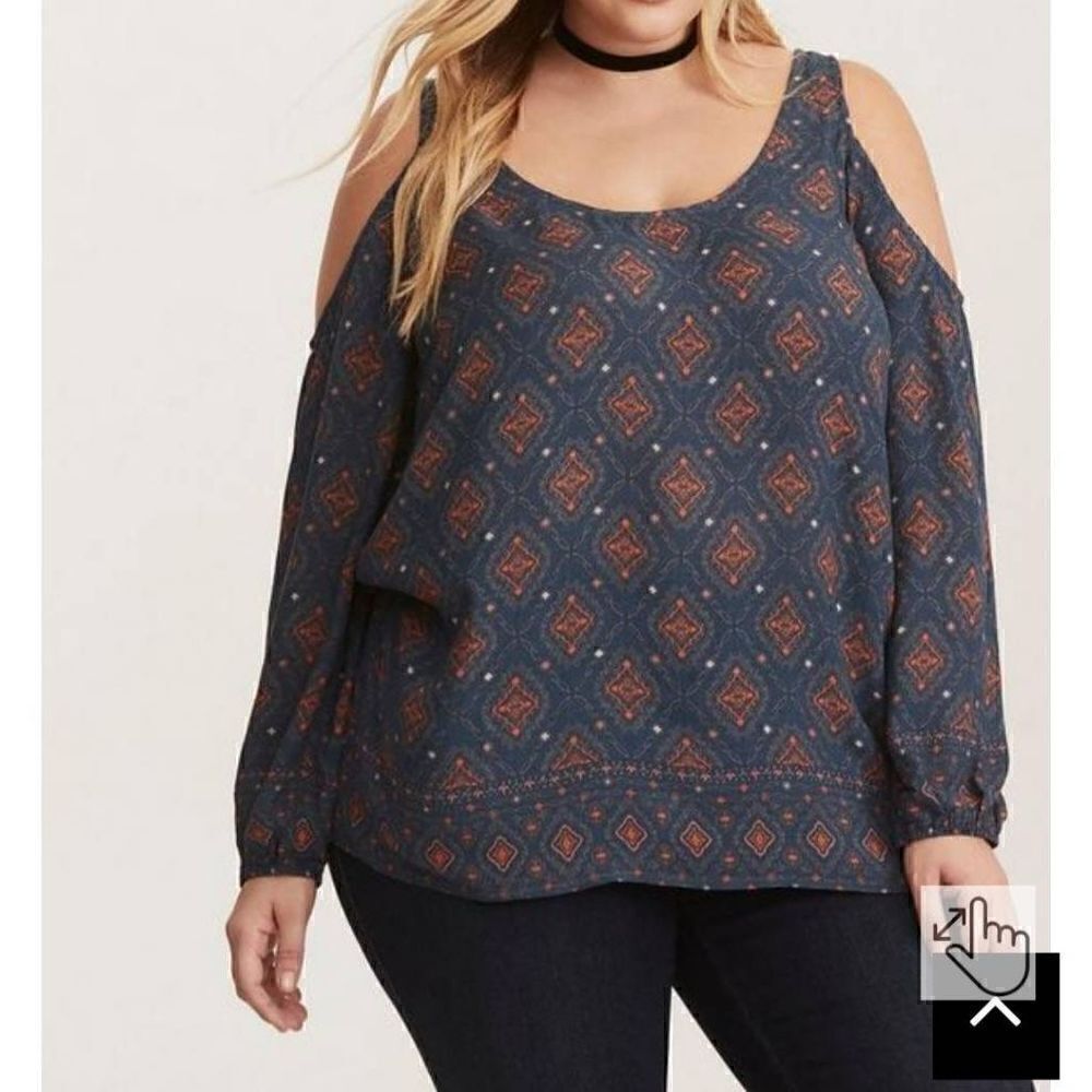 Torrid Geometric Cold Shoulder Blouse